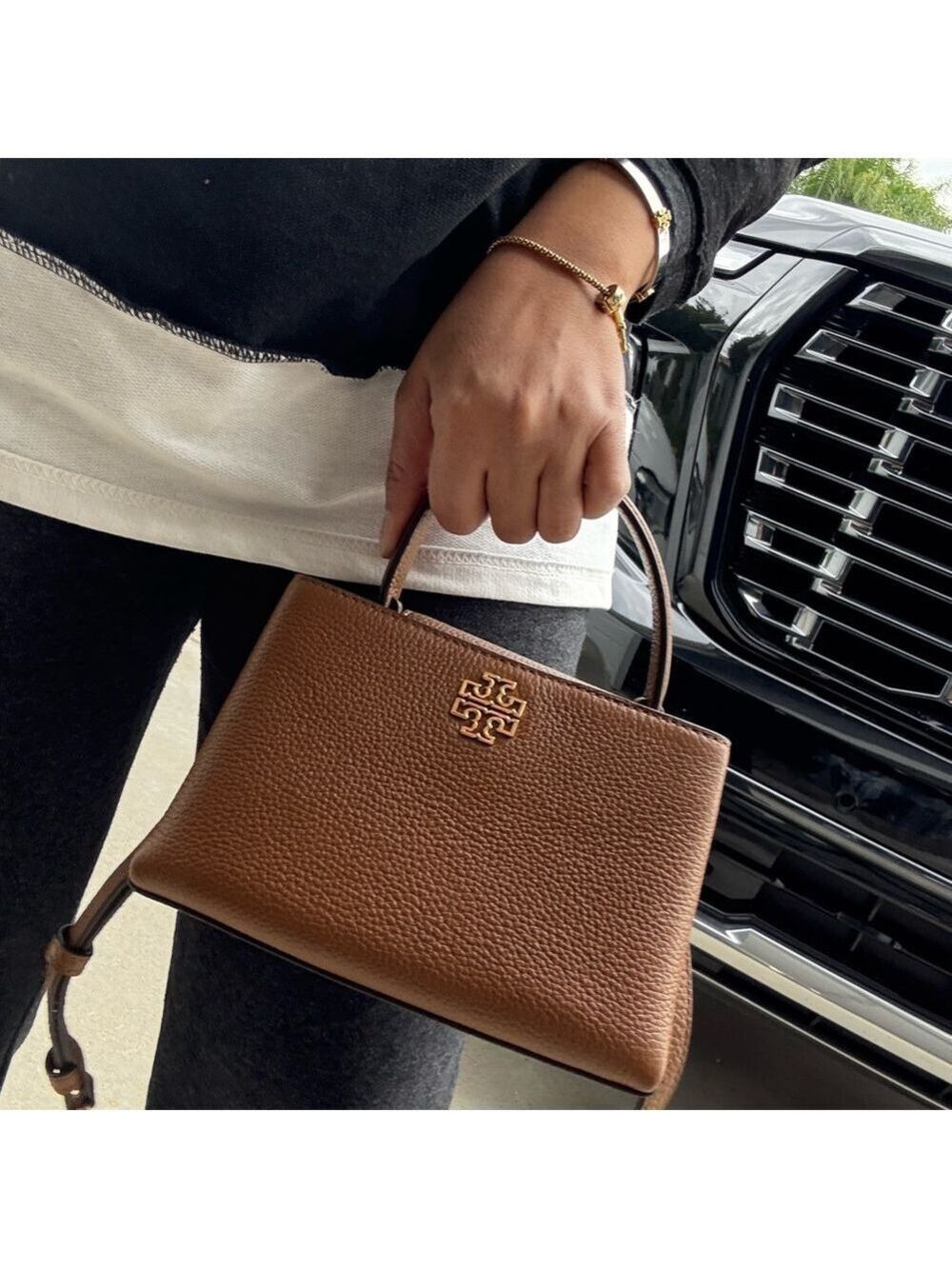 400!+ New Tory Burch Britten Mini Satchel In Moose - Picture 10 of 11